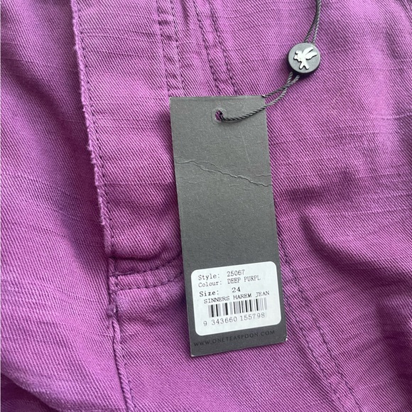 NWT Free People X One Teaspoon Shinners Harem Jeans Disstressed Deep Purple - Picture 6 of 8